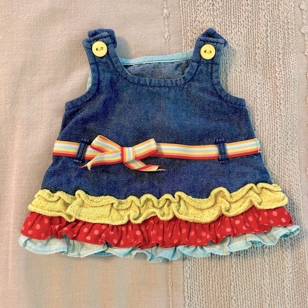 American Girl Denim Dress with Yellow and Red Accents bitty and 18 inch